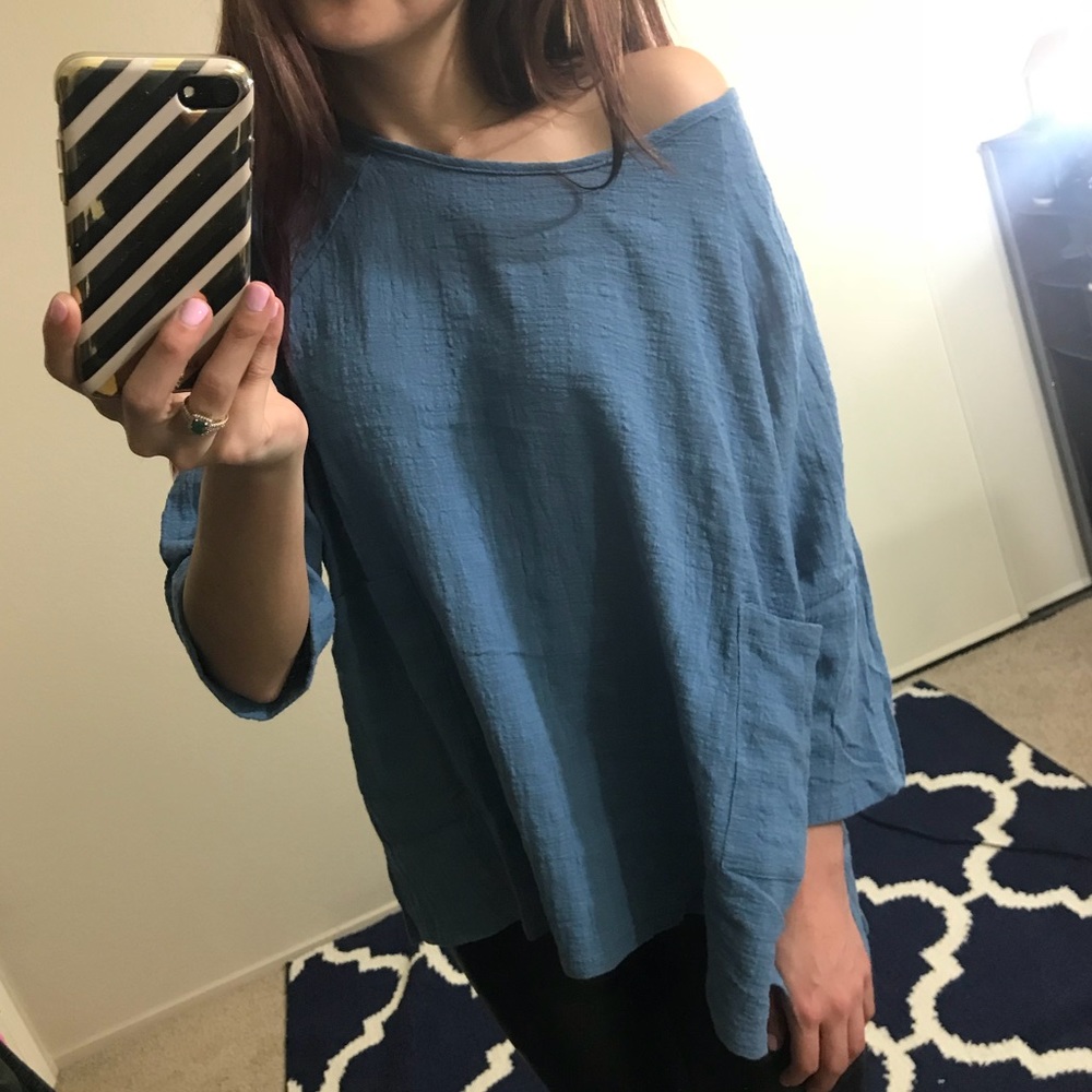 100% Cotton Denim Blue Blouse - Picture 5 of 7